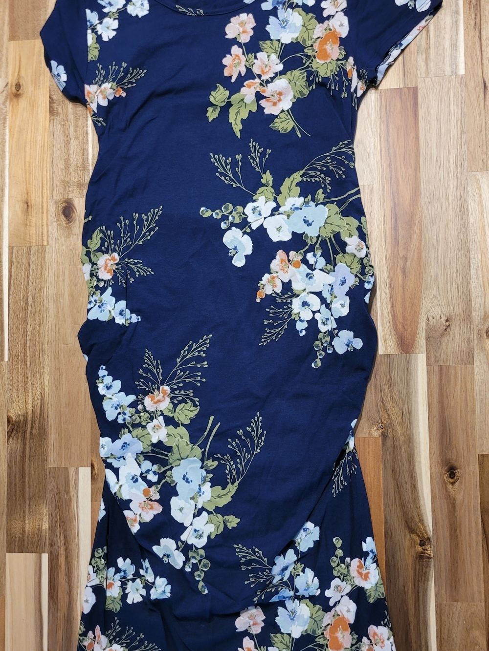 Floral Navy Maternity Short-Sleeve Women's Dress